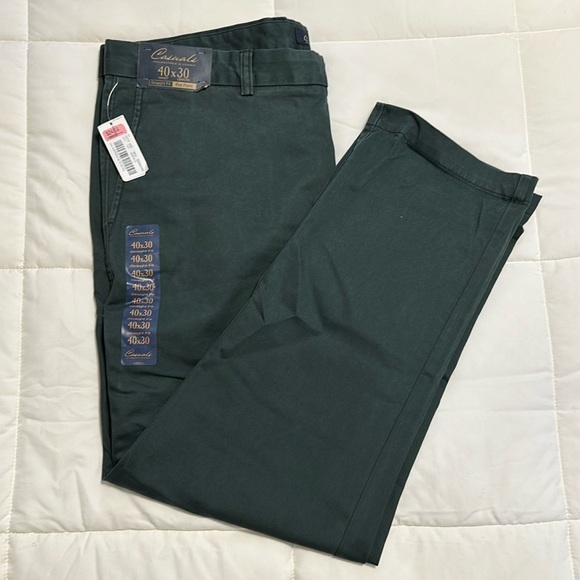 40x30 Round Tree & Yorke Men’s Green Straight Fit/Flat Front Chino Pants - Picture 1 of 4